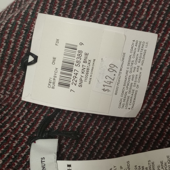 🎄COACH×PEANUTS RED & WHITE SNOOPY WOOL SPECIAL EDITION HOLIDAY WINTER KNIT HAT - Picture 8 of 9